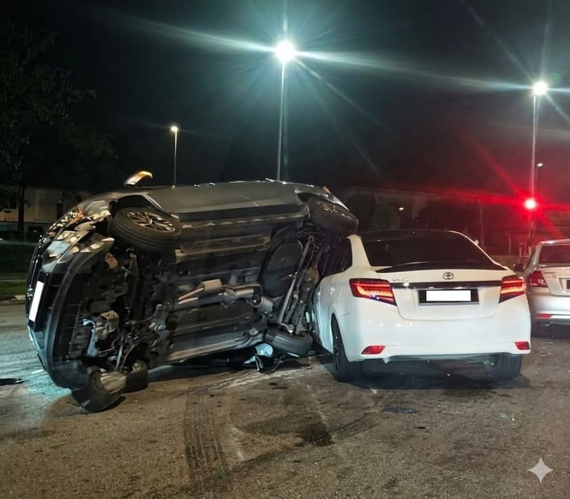 Police: Toyota Vios driver tests positive for drugs after seven-vehicle crash in Sibu