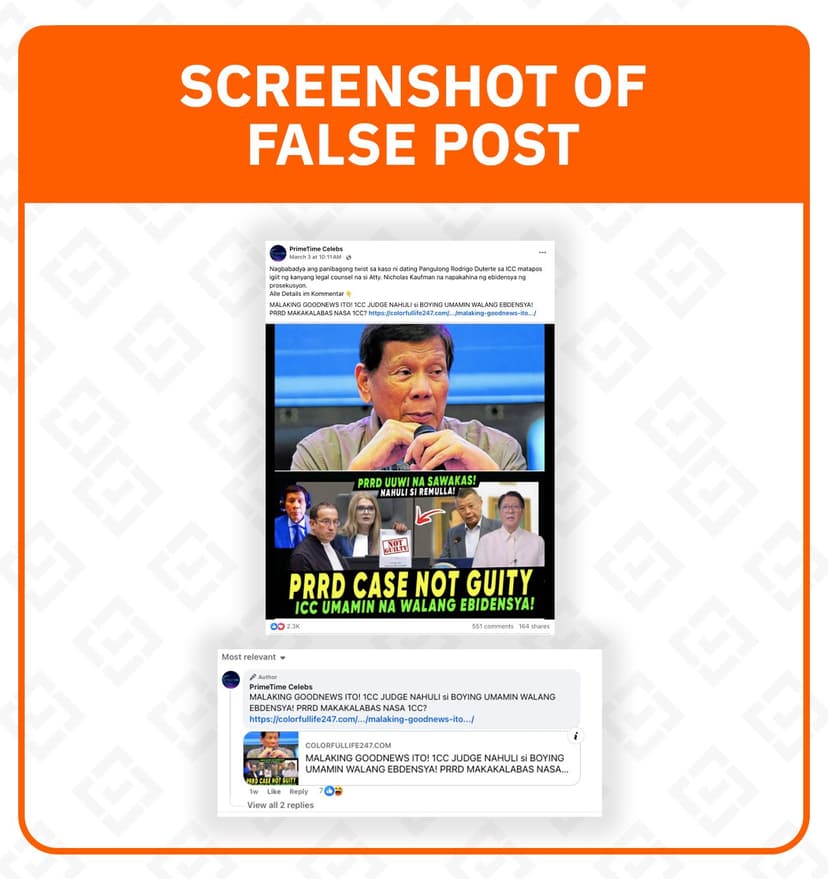 FACT CHECK: ICC hasn’t declared Duterte ‘not guilty’ in drug war case